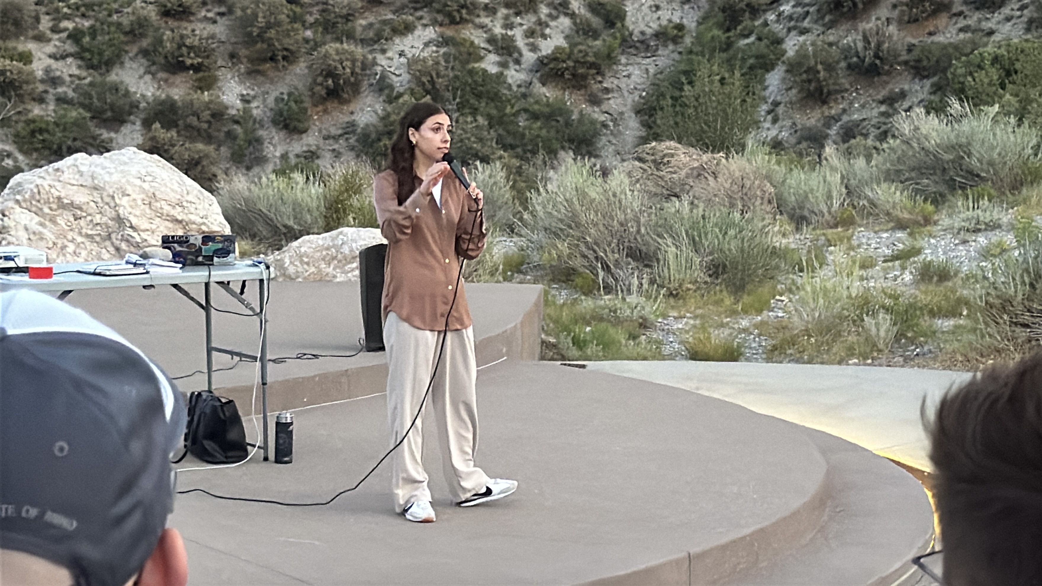 Rachel presenting at the Spring Mountains Visitor Gateway Amphitheater
