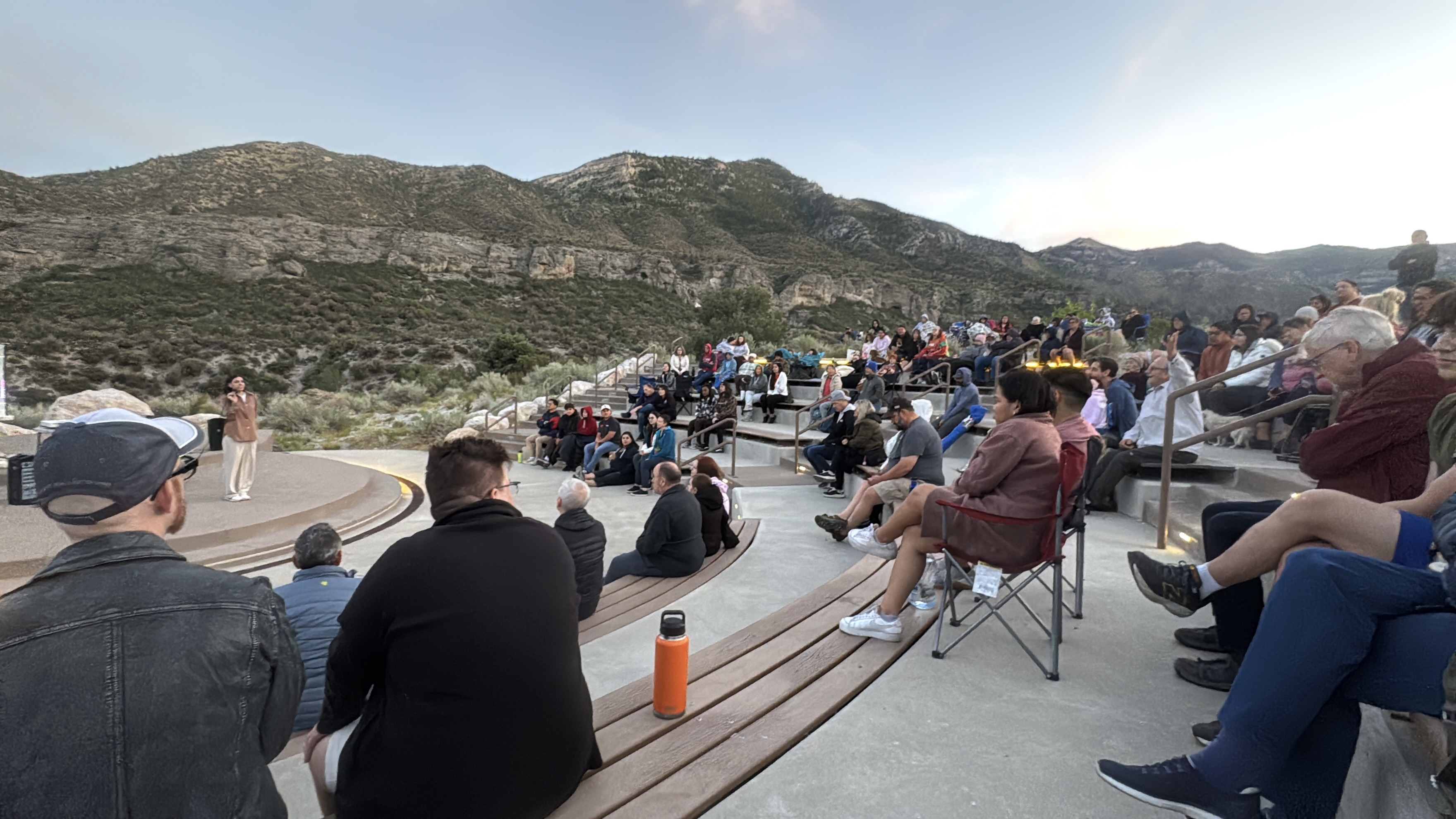 Rachel presenting at the Spring Mountains Visitor Gateway Amphitheater