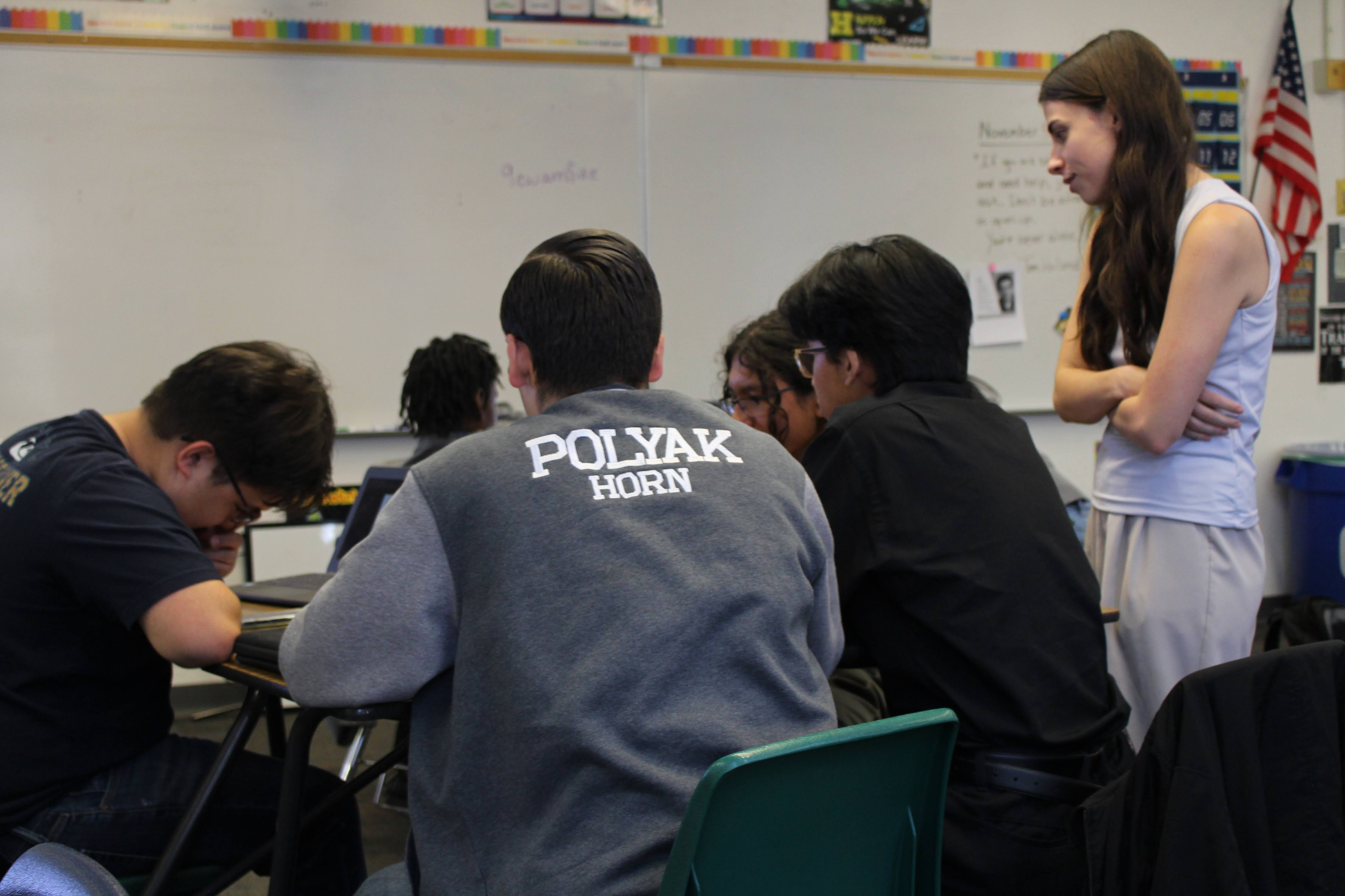 Rachel Langgin explaining GW Explorer NB1 to a group of students